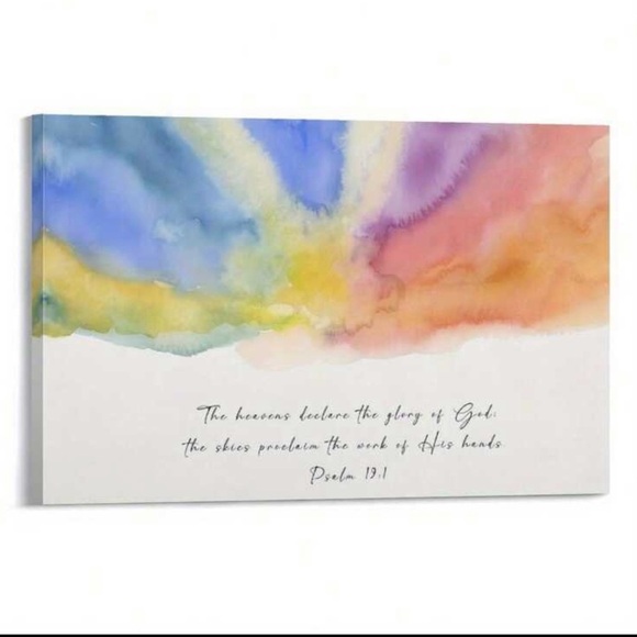 Heavens Declare Bible Verse Colorful Abstract Canvas Art, 12x18 - Picture 3 of 4